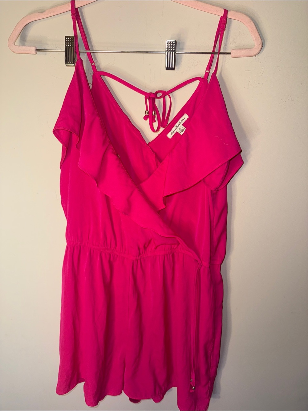 American Eagle Outfitters Hot Pink Ruffle Tie-Back Cami